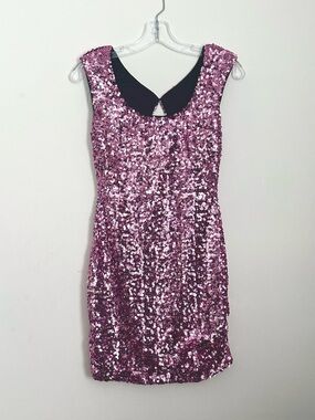 Aqua Pink Sequin Mini Dress with keyhole back size 0